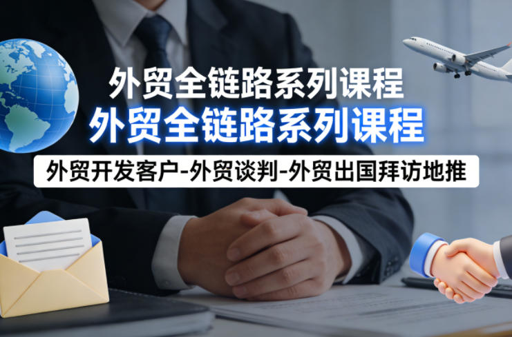 外贸系列课程，外贸开发客户-外贸谈判-外贸出国拜访地推，完成一个外贸链路-蓝天网创