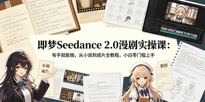 即梦Seedance 2.0漫剧实操课：有手就能做，从小说到成片全教程，小白零门槛上手-蓝天网创