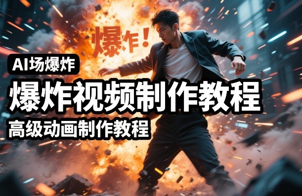 AI场景爆炸视频制作教程，利用人物实拍视频制作出高级的动画特效-蓝天网创