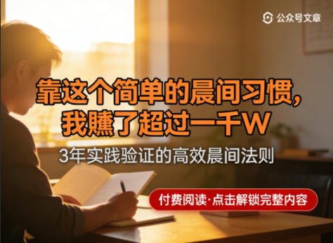 某公众号付费文章：靠这个简单的晨间习惯，我賺了超过一千W-蓝天网创