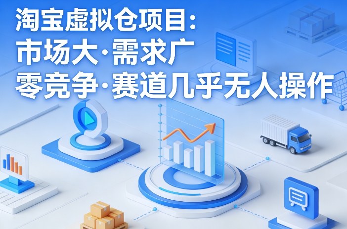淘宝虚拟仓项目，市场大，需求广，零竞争，赛道几乎没人操作-蓝天网创